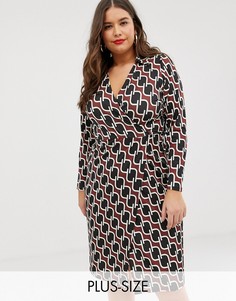 Платье с запахом и принтом River Island Plus-Мульти