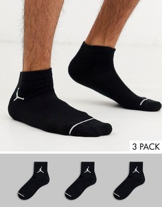 3 пары черных носков до щиколотки с логотипом Nike Jordan-Черный