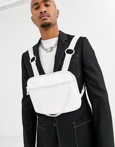 Белая сумка на грудь из искусственной кожи с цепочкой ASOS DESIGN-Белый