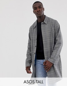 Серый тренч в клетку ASOS DESIGN Tall