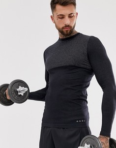 Облегающая спортивная бесшовная футболка с длинным рукавом ASOS 4505-Серый