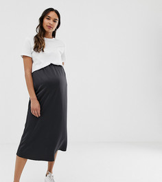 Атласная юбка миди ASOS DESIGN Maternity-Черный