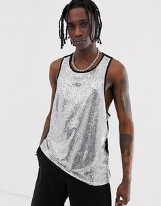 Фестивальная майка с переливающимися пайетками Urban Threads-Серебряный