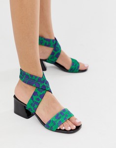 Зеленые туфли на среднем каблуке с леопардовым принтом ASOS DESIGN Harman-Мульти