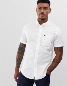 Белая оксфордская рубашка с короткими рукавами Abercrombie & Fitch-Белый