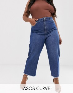 Выбеленные широкие джинсы в винтажном стиле с необработанными краями ASOS DESIGN Curve-Синий