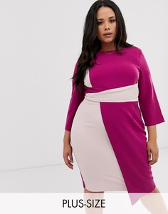 Асимметричное платье-футляр в стиле колор блок без рукавов Paper Dolls Plus-Мульти