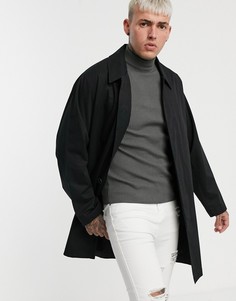 Черный легкий однобортный тренч ASOS DESIGN