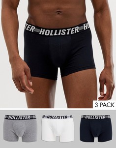 Комплект из 3 боксеров-брифов с логотипом на поясе Hollister-Мульти