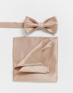 Однотонные галстук-бабочка и платок для нагрудного кармана Devils Advocate Wedding-Розовый