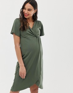 Платье миди с перекрученной отделкой для беременных Mamalicious-Темно-синий Mama.Licious