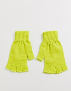 Неоново-зеленые перчатки без пальцев ASOS DESIGN-Зеленый
