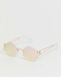 Белые солнцезащитные очки в ромбовидной оправе River Island-Белый