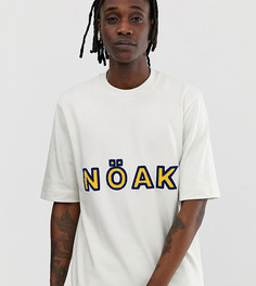 Свободная футболка с махровой отделкой на логотипе и высоким воротом Noak-Белый
