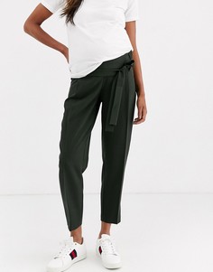 Суженные укороченные брюки с завязкой на поясе ASOS DESIGN Maternity-Зеленый