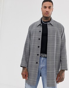 Серый тренч в клетку ASOS DESIGN