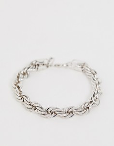 Серебристый браслет-цепочка с дизайном в виде перекрученной веревки WFTW-Серебряный
