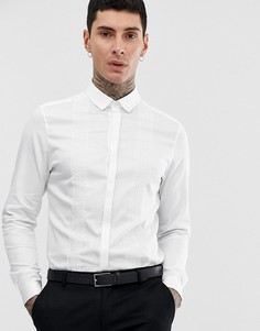 Сатиновая приталенная рубашка с кружевными вставками ASOS DESIGN-Белый