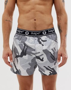 Белые шорты с камуфляжным принтом AAPE By A Bathing Ape-Белый