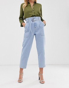 Светлые джинсы с присборенной талией River Island-Синий
