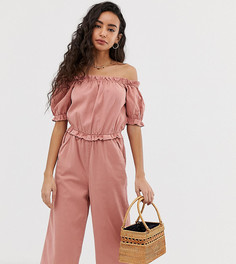 Розовый комбинезон с объемными рукавами Miss Selfridge Petite