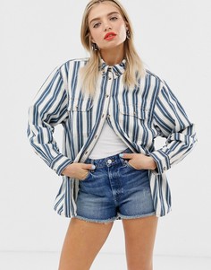 Джинсовая рубашка в полоску Monki-Мульти