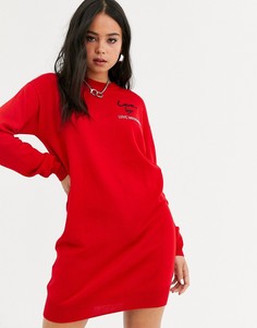 Шерстяное платье-джемпер с логотипом Love Moschino love by-Красный