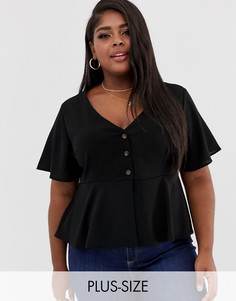 Черная блузка на пуговицах Brave Soul Plus-Черный