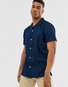 Джинсовая рубашка с отложным воротником Selected Homme-Темно-синий