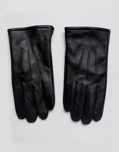 Черные кожаные перчатки для сенсорных гаджетов ASOS DESIGN-Черный