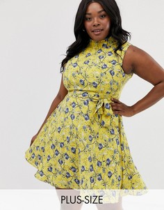 Платье мини с цветочным принтом Uttam Boutique Plus-Желтый