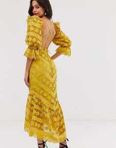 Платье с вышивкой ришелье ASOS EDITION-Желтый