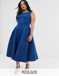 Платье миди со вставками Chi Chi London Plus-Синий