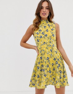 Платье мини с цветочным принтом Uttam Boutique-Желтый