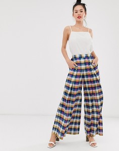 Летние брюки-палаццо в клетку Sass & Bide-Мульти