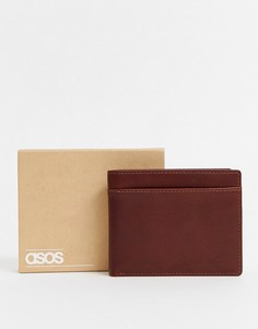 Коричневый кожаный бумажник ASOS DESIGN