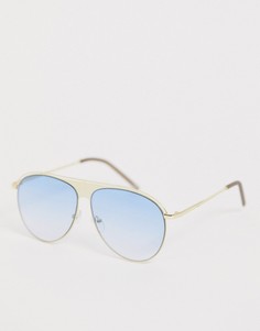 Золотистые солнцезащитные очки с синими стеклами ASOS DESIGN-Синий