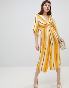 Свободное платье миди в полоску River Island-Желтый