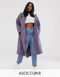 Длинная пурпурная парка ASOS DESIGN Curve-Фиолетовый