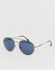 Круглые солнцезащитные очки в металлической оправе с планкой над переносицей Carrera-Синий