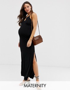 Черное плиссированное платье макси New Look Maternity-Черный