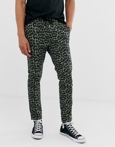 Облегающие брюки с абстрактным звериным принтом ASOS DESIGN-Зеленый
