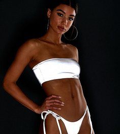 Эксклюзивные плавки бикини серебристого цвета со светоотражающим эффектом и завязками по бокам Frankies Bikinis-Серебряный