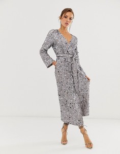 Платье миди с запахом и крупными пайетками ASOS EDITION-Серый