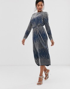 Платье миди с бисером ASOS EDITION-Синий