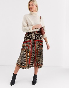 Плиссированная юбка миди с платочным принтом Vero Moda-Мульти