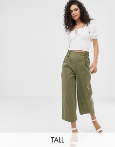 Укороченные широкие брюки Only Tall-Зеленый