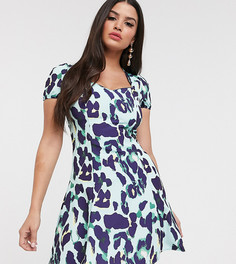 Приталенное платье мини с анималистичным принтом John Zack Petite-Мульти