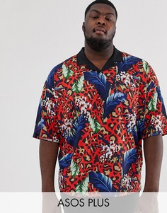 Oversize-поло с цветочным и леопардовым принтом ASOS DESIGN Plus-Мульти
