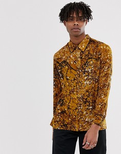 Рубашка в стиле вестерн с длинными рукавами Sacred Hawk-Желтый